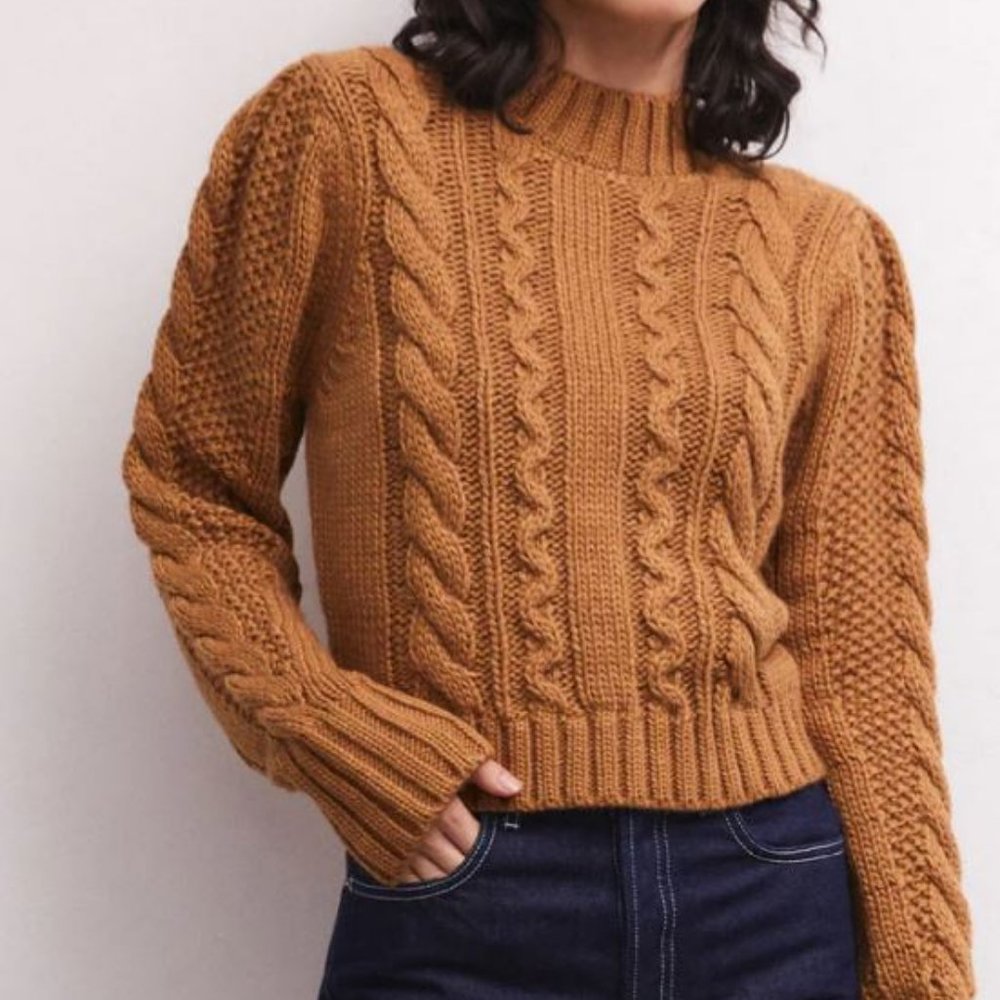 Z Supply Cable Knit Sweater in Camel